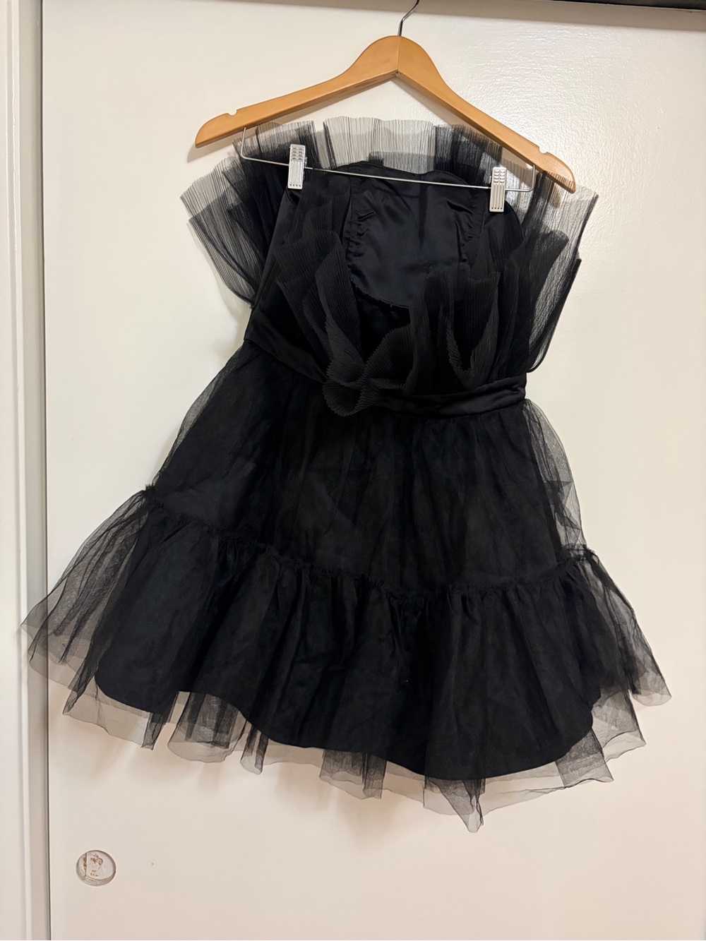 Showpo Amalya Mini Dress Tiered Tulle Fit And Flare Dress In Black - Picture 14 of 15